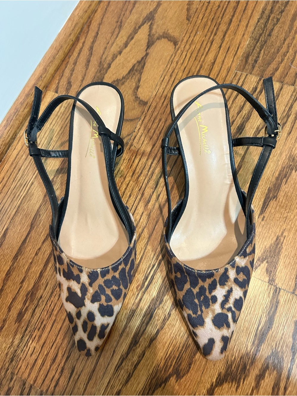 Leopard Print Pointed-Toe Slingback Heels - Black/Leopard